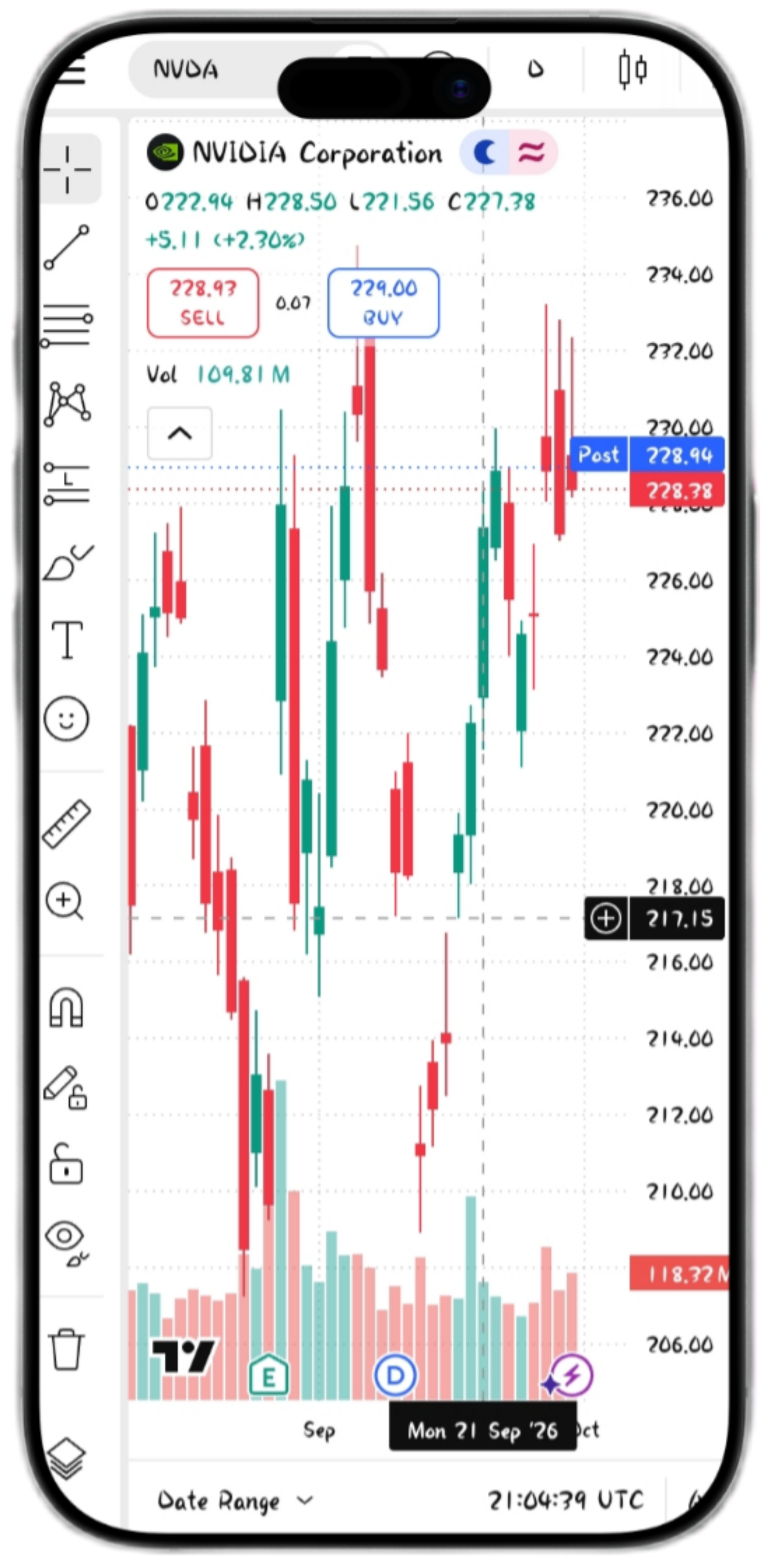 Stocks on the Crest Market app